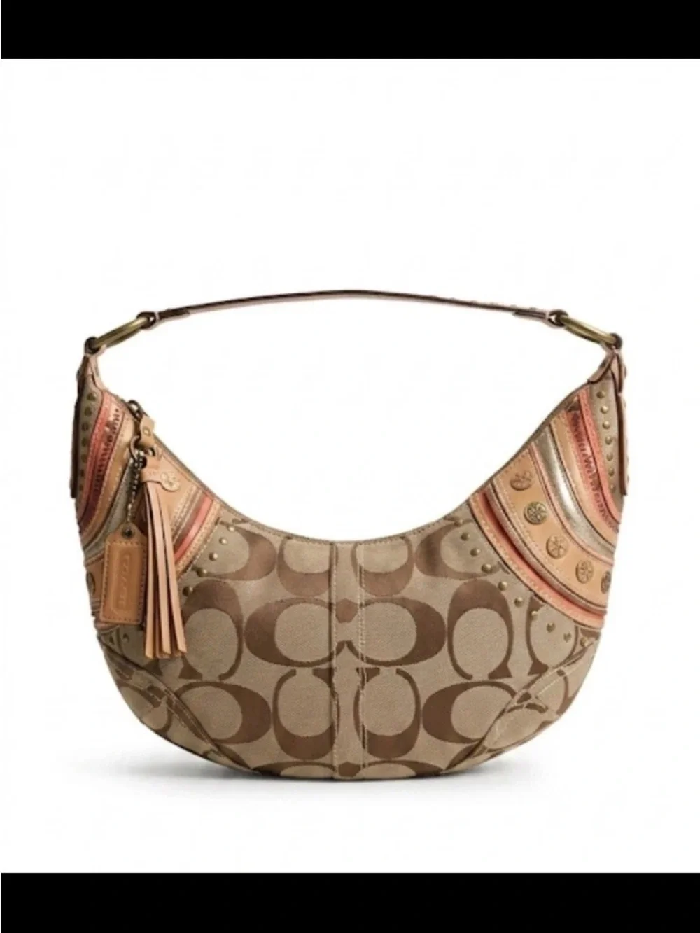 Coach Soho Hobo Bag and Wallet Set, Signature Canvas,Brass Studded Leather RARE